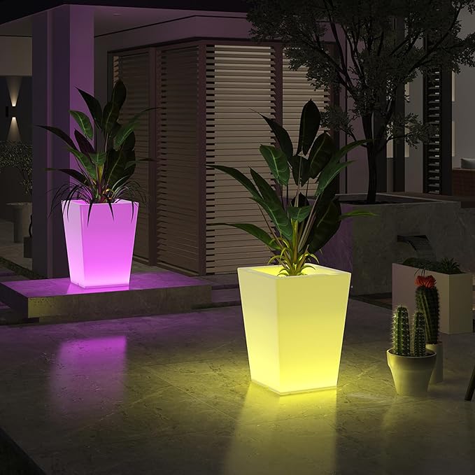 LED Vase Night Light,22-in Rechargeable LED Planter Light w/Remote,16 Colors & 4 Modes Cordless Flower Pot,Waterproof & Sturdy Floor Mood Lamp for Living Room Bedroom Yard Wedding Party Decor