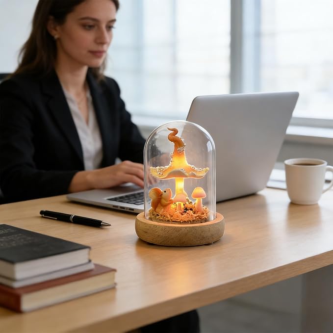 QUELIEN Mushroom Lamp,Mothers Day Mom Gifts for Mom,Light Up Mushroom in Glass Dome,Birthday Party Decorations,Ideal Birthday Gift,GirlfriendGift