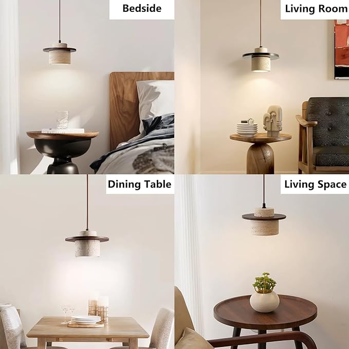 2pcs Wabi Sabi Pendant Light Nordic Marble Chandeliers Natural Stone Shade Simple Light Fixture for Dining Room Bedside Kitchen Island Hallway