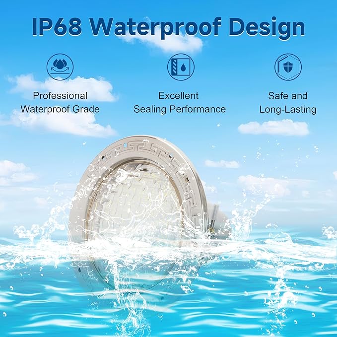 120V LED Pool Lights for Inground Pool, 10 Inch Inground Pool Light with 50FT Cord, 35W(300W Equivalent) 4000LM Cool White, Fits 10'' Wet Niche, Stainless Steel Housing