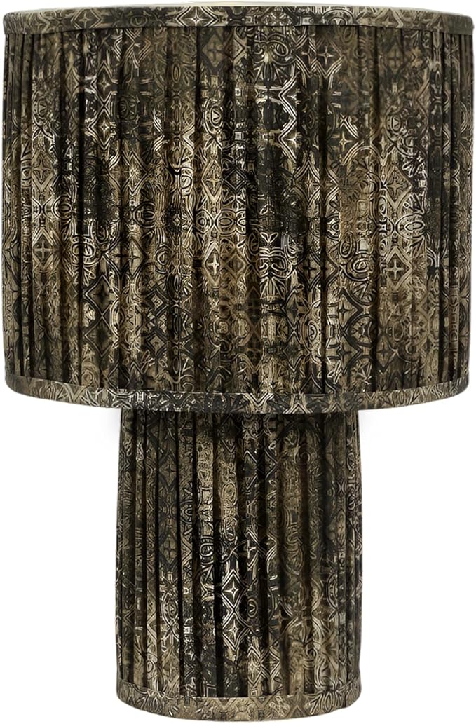 Handicrafts Home Handcrafted Cotton Table Lamp, 15x10” Modern Farmhouse Accent Table Lamp, Decorative Dome Bedside Nightstand Lamp for Bedroom Living Room, Small Sculptural Desk Light- Brown