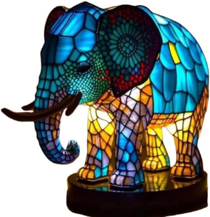 Vintage Animal Night Light Home Decor,Bohemian Resin Decorative Bedside Lamp,Retro Painting Table Lamp Nightlight for Bedroom Decoration, Party Decor,Gift for Animal Lovers,Friends and Familys 5.91In
