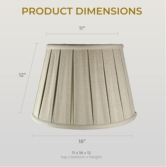 Royal Designs, Inc. Empire English Pleat Lamp Shade, BSO-724-18LNBG, 11 x 18 x 12, Linen Beige