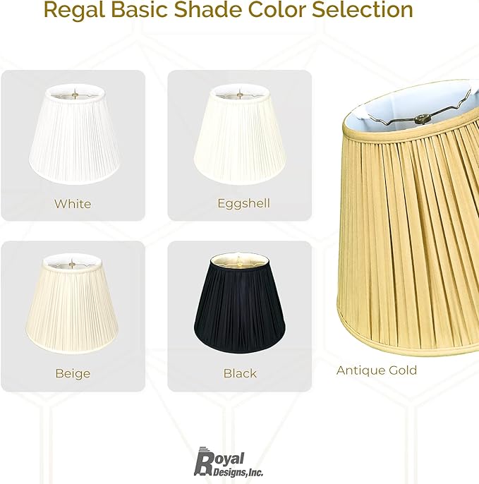 Royal Designs Deep Empire Gather Pleat Basic Lamp Shade, Antique Gold, 6 x 12 x 9.25
