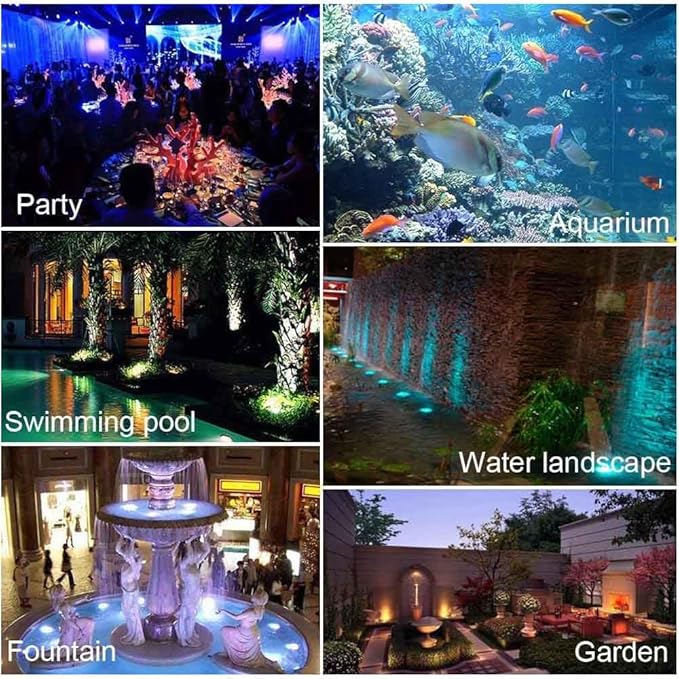 Pond Lights Colored with Timer Underwater Fountain Light Spotlights Dimmable IP68 Waterproof Submersible LED Light with Spiked Stand for Outdoor Yard Landscape Pond Fountain (Set of 4)