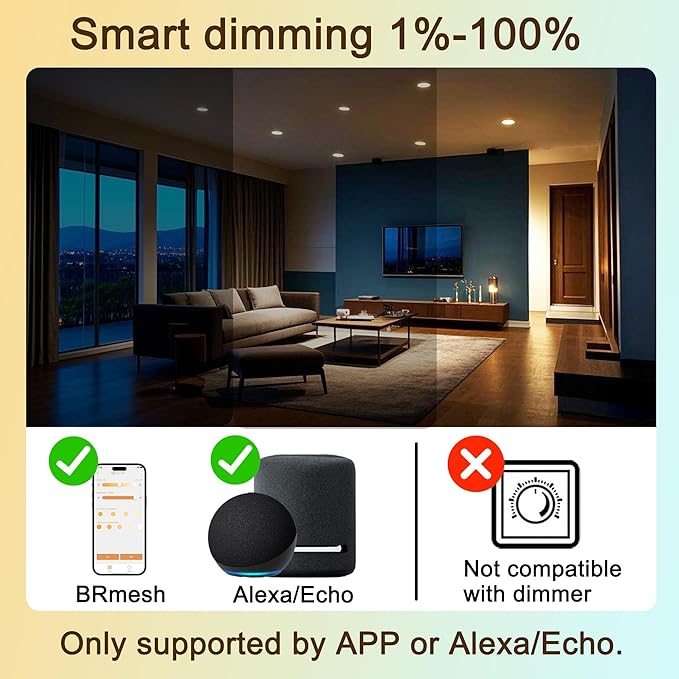 ILC BR30 Led Bulb, Smart Flood Light Bulbs, Compatible with Alexa Required Echo Device, (Equivalent to 70W) Turnable 2700K-6000K Indoor(6 Packs)