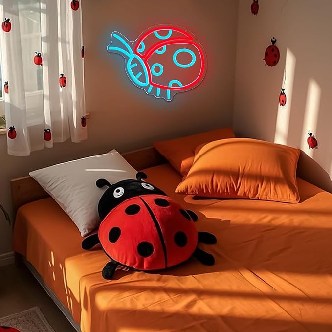 Ladybug Neon Signs for Wall Decor Cute Neon Sign Ladybug Led Sign Ladybug Light Up Sign Dimmable Neon Lights for Bedroom Birthday Party Easter Christmas Ladybug Decor Gifts
