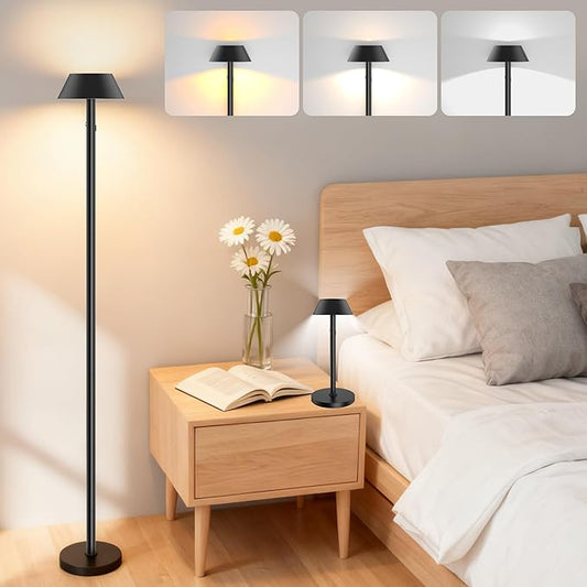 Portable Cordless Floor Lamp | Adjustable Height Reading Lamps Floor Standing | LED Bright Floor Lamp for Dark Rooms with 7500mAh Battery - IP54 Light