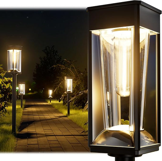 Solar Lights Outdoor, 2-in-1 Warm&Cool, 2 Pack Bright Solar Pathway Lights Waterproof IP65, Long Lasting Solar Path Light for Yard, Patio, Lawn, Garden, Landscape Decoration Lighting