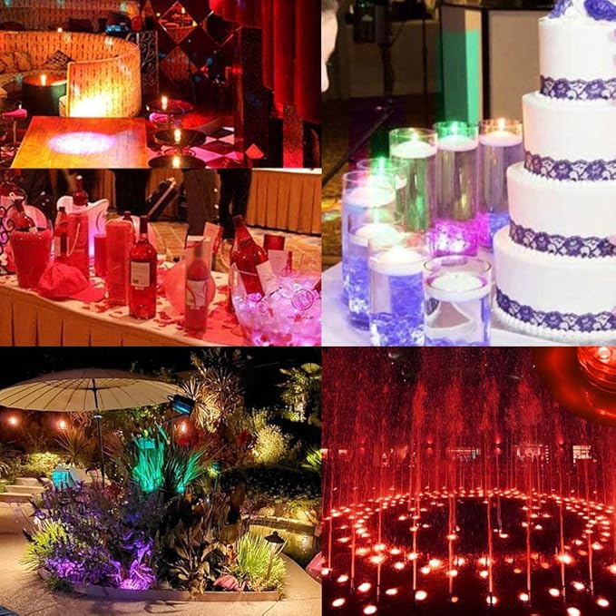 [4-Pack] Submersible LED Lights with Remote Control, 16 Colors Changing Waterproof LED Tea Lights, Pool lamp Battery Operated Underwater Pond Lights for Aquarium Garden Wedding Party, White (YFY2201)
