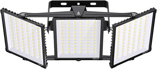 600W 2025 Plus New Upgraded LED Outdoor Flood Light, 15000LM 6000K Daylight White IP66 Waterproof, Stadium Lights, 3 Heads Adjustable Outdoor Floodlight Security Lights for Yards, Patios, Street