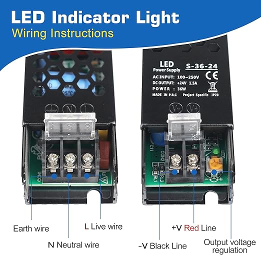 LED Driver 24V 36W 1.5A Slim Power Supply, AC 110V/240V to DC Adapter, Constant Voltage Transformer for Strip Lights, Bulbs, Garden and Cabinet Lighting
