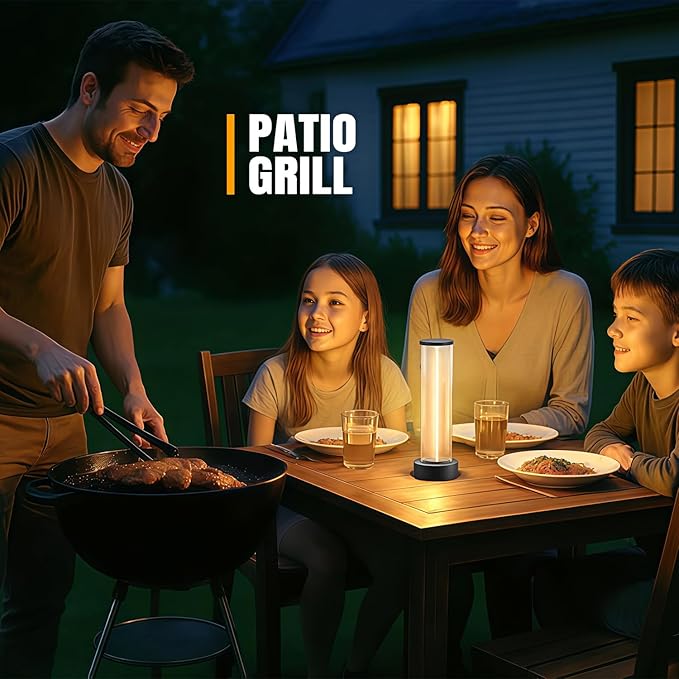 Indoor Outdoor Cordless Table Lamp,Rechargeable Battery Powered Lamp 3-Mode Touch Dimmable,IP54 Waterproof Portable Lamp for Bedside Reading,Patio Grill,Gazebo Party,Camping Tent (Gray, 2 PCS)