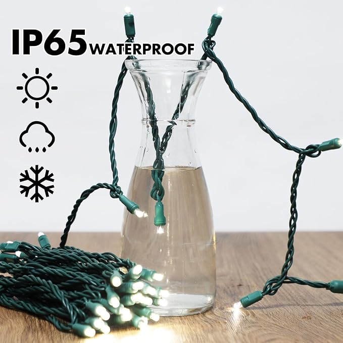 LAMPHOME 1200LED (24pk of 50L) String Lights, LED Christmas Lights, 6" SPACING,Green Wire, White