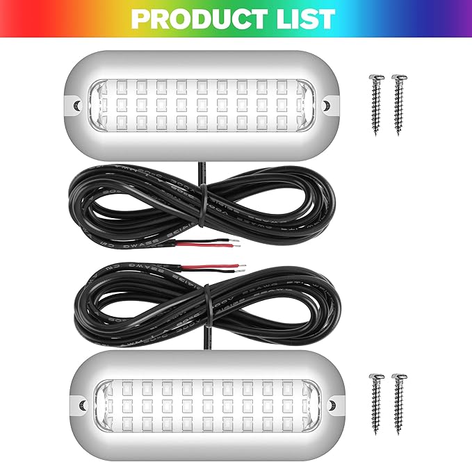HUSUKU SOOP3 Mini 50W 27LED Waterproof Stainless Steel Transom Led Light, High-Intensity Marine Led Underwater Lights (2 pcs)