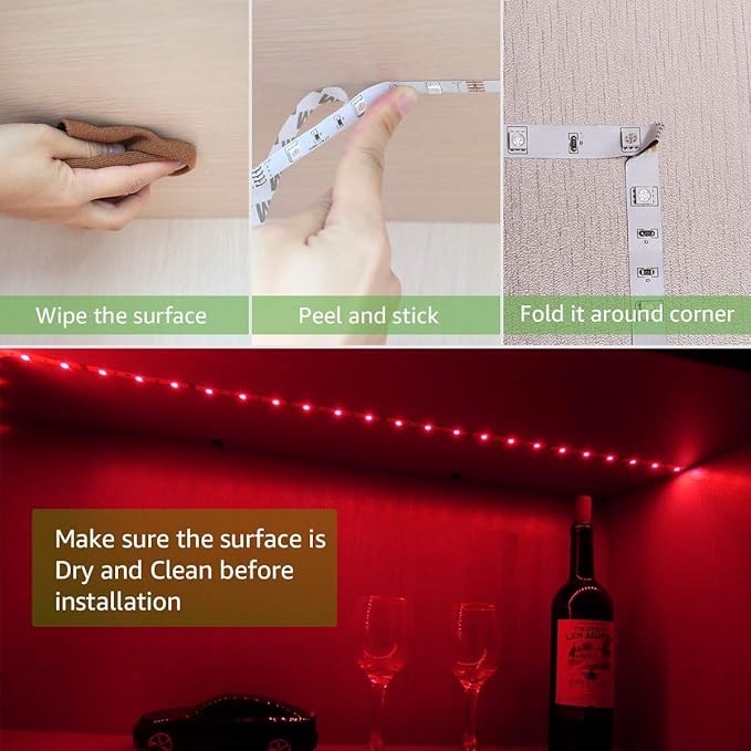 Two Sets Battery Powered Led Strip Lights, 5050 2M/6.6FT, Flexible Color Changing RGB LED Light Strip, 60 LEDs 5V Battery-Powered with Controller. (2)
