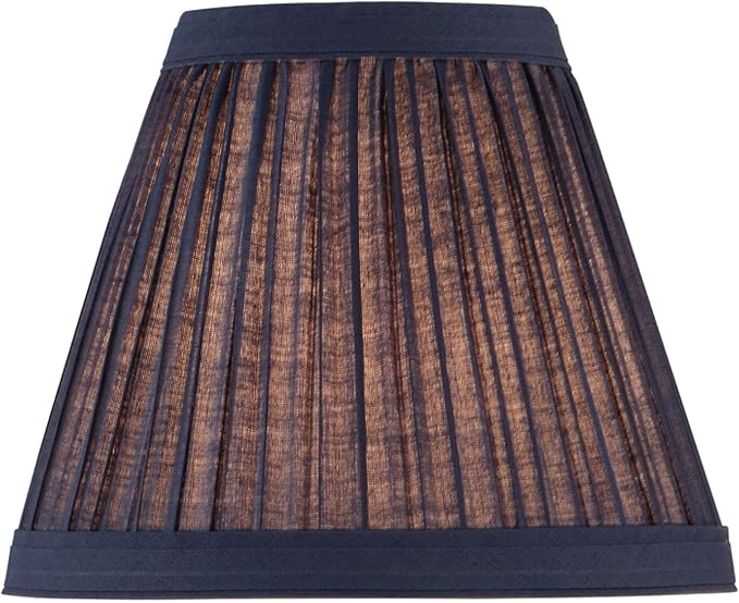 Aspen Creative 33125-2 Small Pleated Empire Shape Chandelier Clip-On Lamp Shade, Navy Blue, 3" Top x 6" Bottom x 5" Slant, 2 Pack