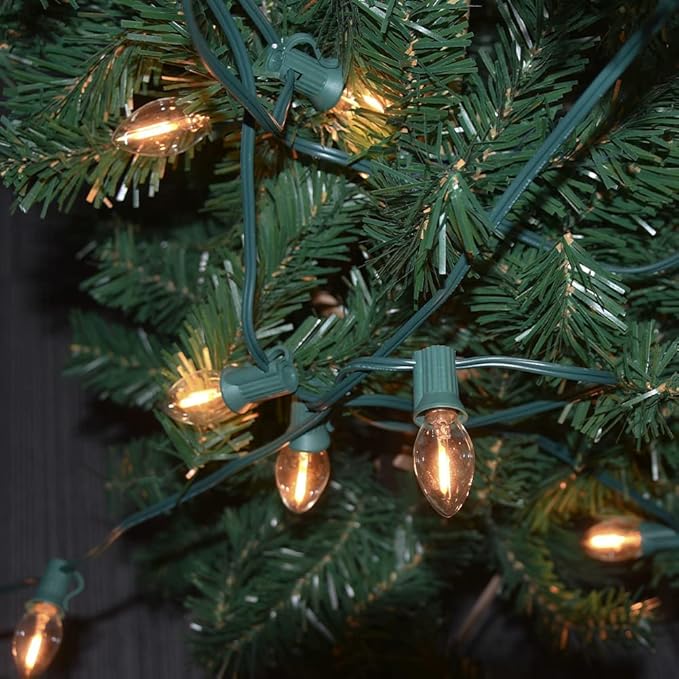 GOOTHY 25 Pack C7 Led Replacement Christmas Light Bulb, 0.6W C7 Clear Glass LED Bulbs for Christmas Outdoor String Lights Electric Window Candles, E12 Candelabra Base Night Light Bulbs, Warm White