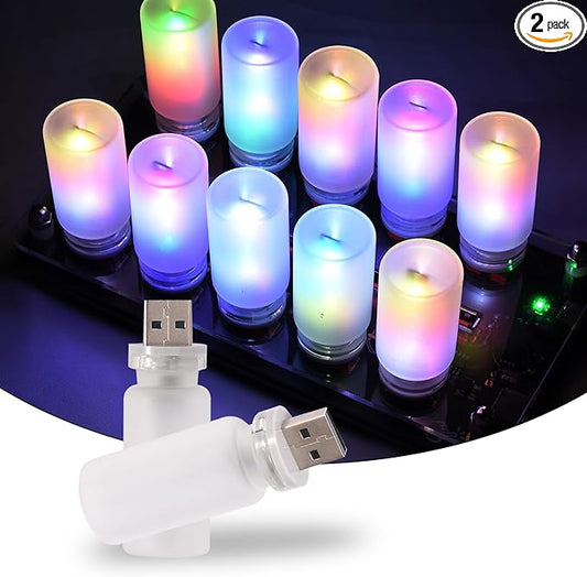 Portable Touch controll LED Night light, Mini USB Bulb Lamp for car decoration atmosphere,glass bottle 13-Mode Dimmable night lights plug into wall for bedroom,kids room,bathroom and hallway,2 Pack