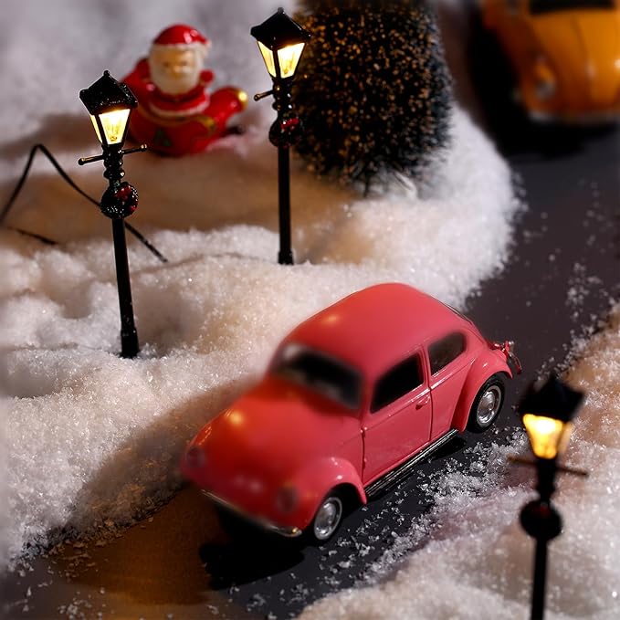 Baquler 12 Pcs Christmas Lamp Posts Christmas Village Accessories Miniature Fairy Street Lamps Decorative Uptown Mini Street Lights Pathway Lantern for Xmas Holiday Decoration DIY Craft(Cute)