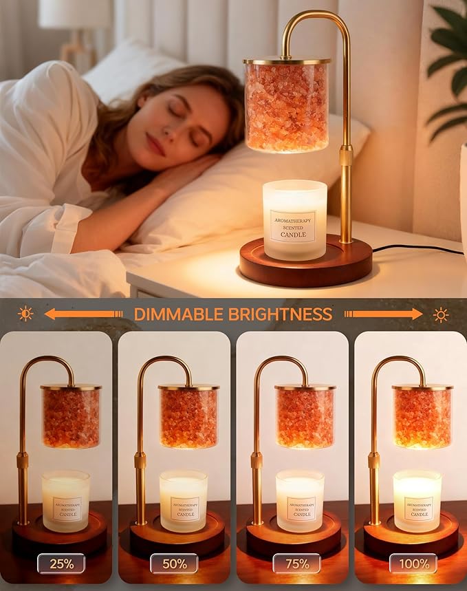 ARVIDSSON Candle Warmer Lamp with Himalayan Pink Salt, Timer & Dimmable Candle Warmer for Jar Candles, Birthday Gifts for Women Mom, House Warming Gifts, Candle Lamp Warmer for Home Decor
