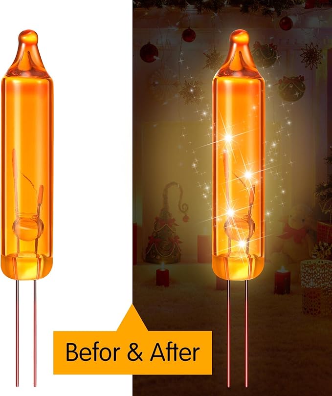 Mudder 500 Pcs Christmas Tree Replacement Light Bulbs 2.5v Christmas Light Bulbs Incandescent Xmas Decorative Replacement String Lights Outdoor Indoor(Orange)