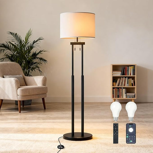 Dimmable Floor Lamps, Floor Lamp with Remote & App Control, 3 Color Temperatures, Stepless Dimming, Reading Floor Lamp, Standing Lamp, Tall Lamp, Floor Lamps for Living Room, 2 Bulbs(Included)