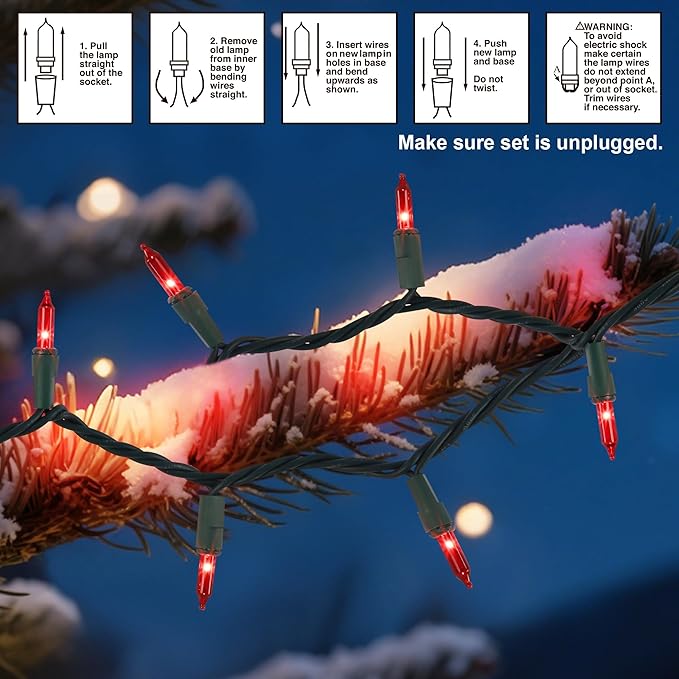3 Pack Red Christmas String Lights, 100 Count Each, Incandescent Mini Christmas Lights, Connectable Xmas Tree Light for Indoor Outdoor Garland Birthday Holiday Wedding Festival Party