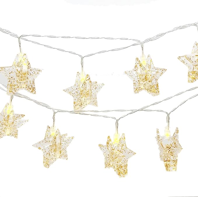 YOLIGHT Stars Photo Clips String Light, 10ft LED Photo Wall Decor Lights with 20 Clips, Battery Operated Star Fairy Lights for Dorm Room Christmas Party Wedding Valentines Day Decoration