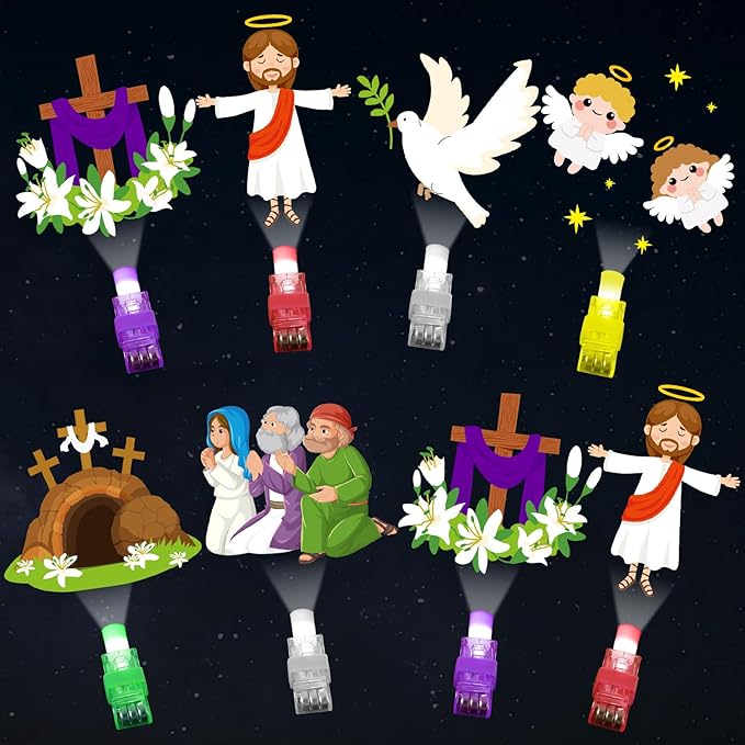 36Pcs Easter LED Finger Lights Religious Party Favors Glow in the Dark Light Up Finger Lights Christian Nativity Themed s Bulk for Birthday Party Goodie Bag Stuffer Birthday Gifts Prize