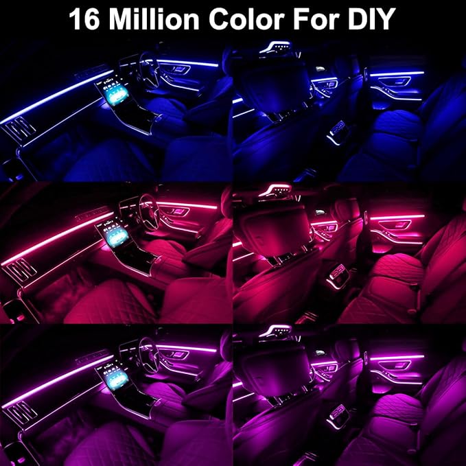 Interior Car LED Strip Lights APP Control, 5 in 1 RGB 16 Million Colors Ambient Lighting Kit with 236 inches Fiber Optic, Music Mode Inside Car Lighting Decorations
