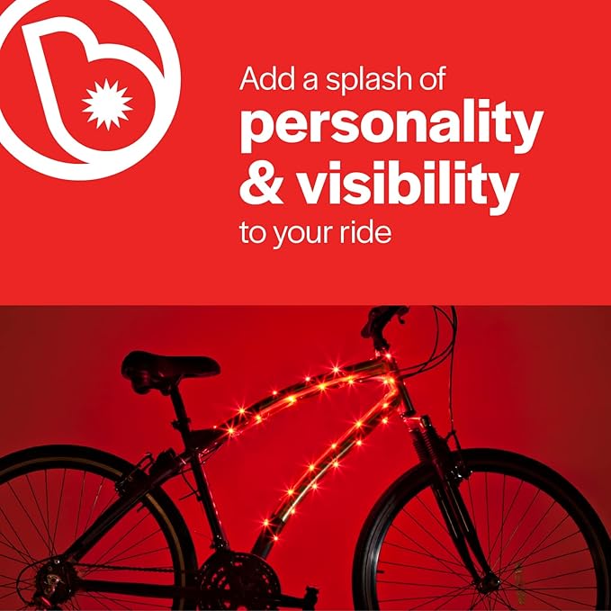 Brightz CosmicBrightz LED Bike Frame Rope Light - 6.5-Foot String Rope - Battery-Powered with On/Off Switch - Ultra Bright Color Keeps Your Ride Fun and Safe for Kids, Teens, & Adults