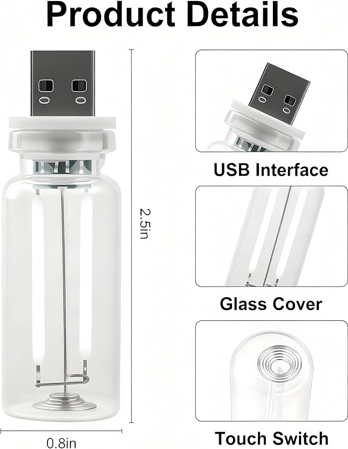 LED Car Interior Light, Touch Control USB Night Lamp, Retro Style Ambient Lighting for Auto, Bedroom, Desk (White Light)