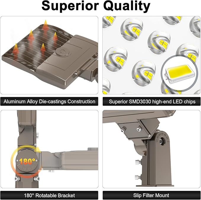 480V LED Parking Lot Lights 150W 21000LM LED Shoebox Pole Lights Fixture 400W HID/HPS Replacement 5000K IP65 AC 277-480V DLC UL Listed Outdoor Area Street Security Lighting for Stadium Roadways