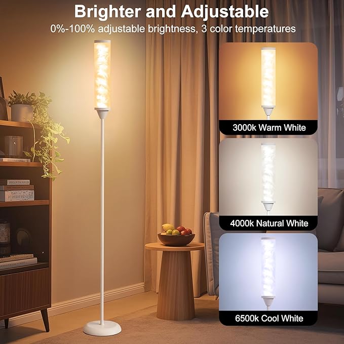 WORLD WIN Prism Glow Floor Lamp with Watter Ripple, Smart RGB LED Corner Floor Lamp with APP & Remote Control, 16M+ and 3 Color Temperatures, Music Sync, Modern Standing Lamps for Living Room Bedroom
