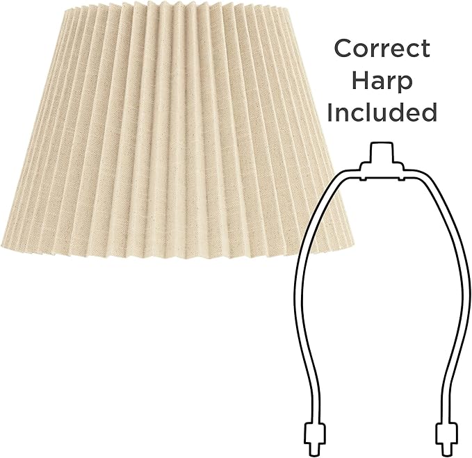 9" Top x 14 1/2" Bottom x 10" High x 10" Slant Lamp Shade Replacement Large Beige Empire Round Modern Fabric Wide Pleated Spider Harp Finial - Springcrest