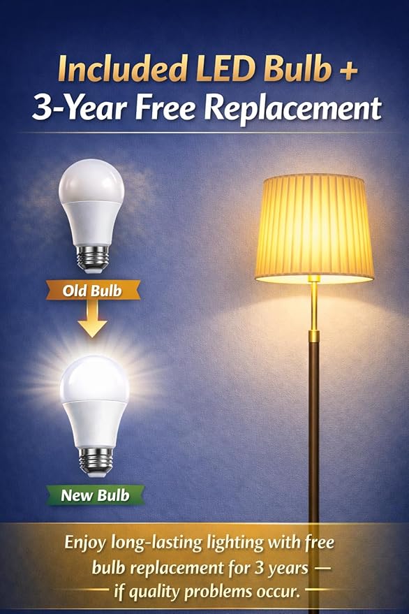 JOOFO Mid-Century Modern Wood Floor Lamp with Dual Fabric Shade, Remote Control, Dimmable & Adjustable Color Temperature, Reading & Living Room Lamp, Easy Clean Cover, Foot Switch,Natural Wood