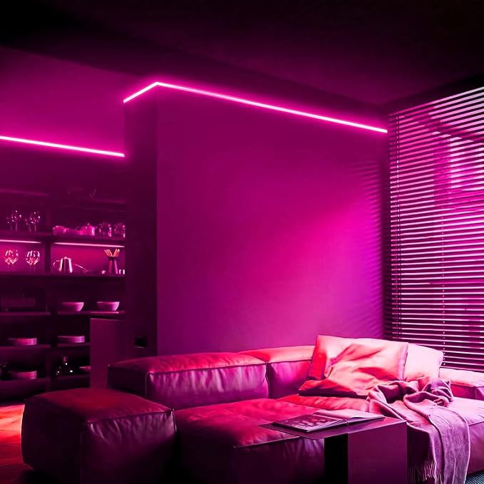iNextStation 12V Pink LED Strip Lights 16.4FT, Flexible Silicone Neon Rope Light, Waterproof, Cuttable, Dimmable & Linkable, for Cabinet, Ceiling, Wall, Bedroom, Kitchen, Garage (No Adapter)