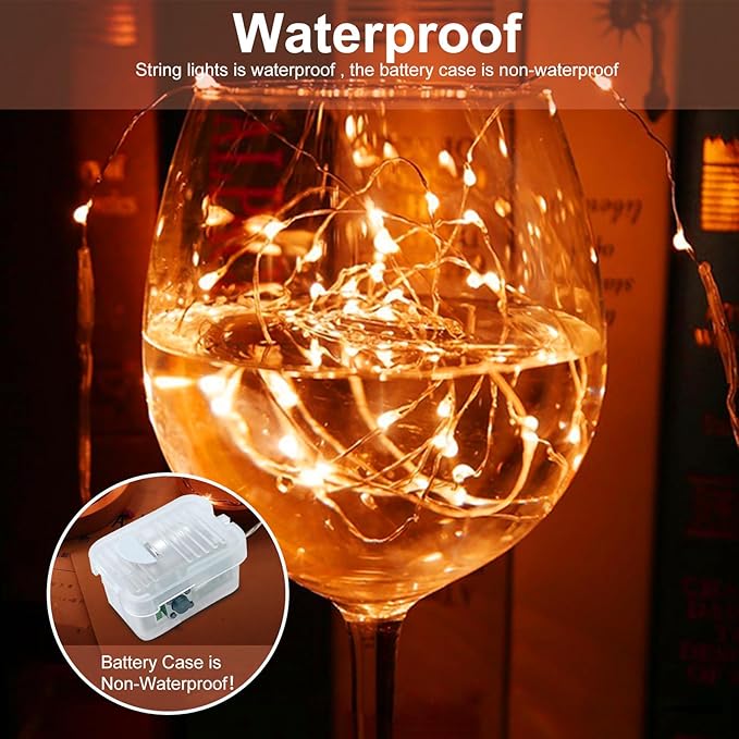 AIKEI 24 Pack LED Fairy Lights Battery Operated, Orange Thanksgiving Mini String Lights Waterproof 7ft 20 Led Firefly Starry Lights for Wedding Party Bedroom Garden Christmas Decoration Orange