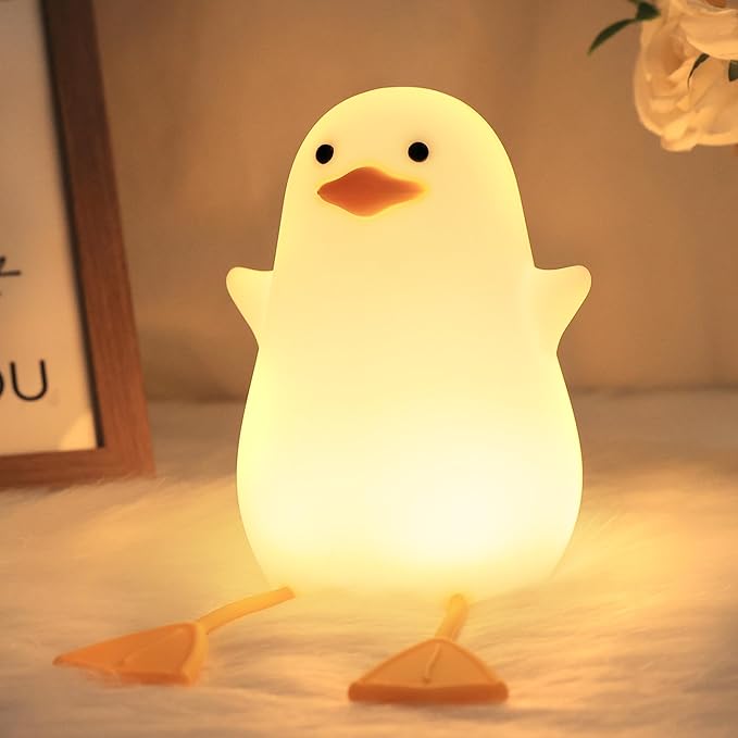 Cute Duck Lamp, Animal Nursery Silicone Night Light with Portable USB Rechargeable Timer Dimmable, Perfect for Home Bedroom Living Room, Holiday Birthday Xmas Easter Decor Gifts to Kids Baby