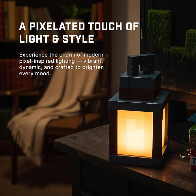 Pixelated Lantern Night Light Lamp - 16 Color RGB Table or Hanging Pixel Mood Light with Chain - Wall Mountable Touch Switch & Remote Control Rechargeable Torch Room Decor LED Light