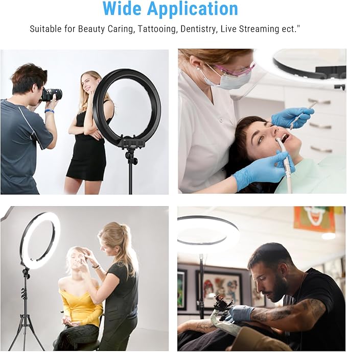 19 Inch Ring Light with Stand & Phone Holder – 55W 5500K Professional Ring Light for Tattoo Lash Extension Barber Makeup Artist Studio Video Photography Lighting