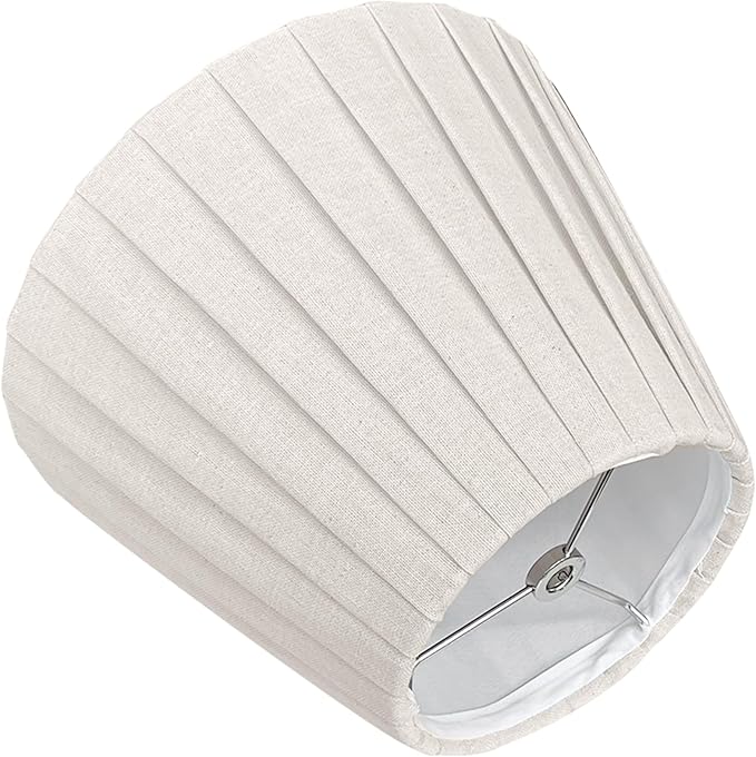 TOOTO STAR Small Lamp Shade, Brown Pleated 6x10x7.5inch Bell Shade for Table Lamps, Floor Lamps and Pendant Lamps (Spider Fitter), Handmade of Linen