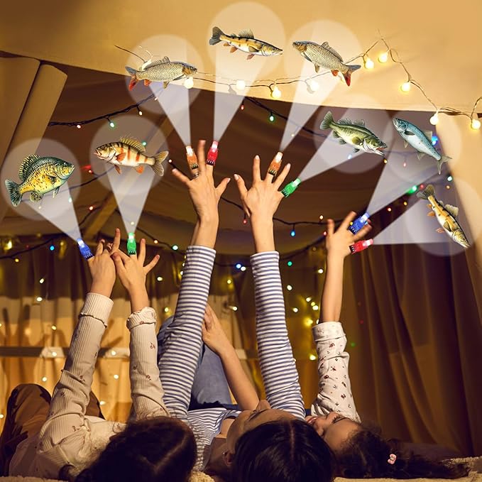 36Pcs Gone Fishing LED Finger Lights Fishing Party Favors Glow in the Dark Light Up Finger Lights Go Fish Themed Toys Bulk for Kids Birthday Party Goodie Bag Stuffer Birthday Gifts Classroom Prize