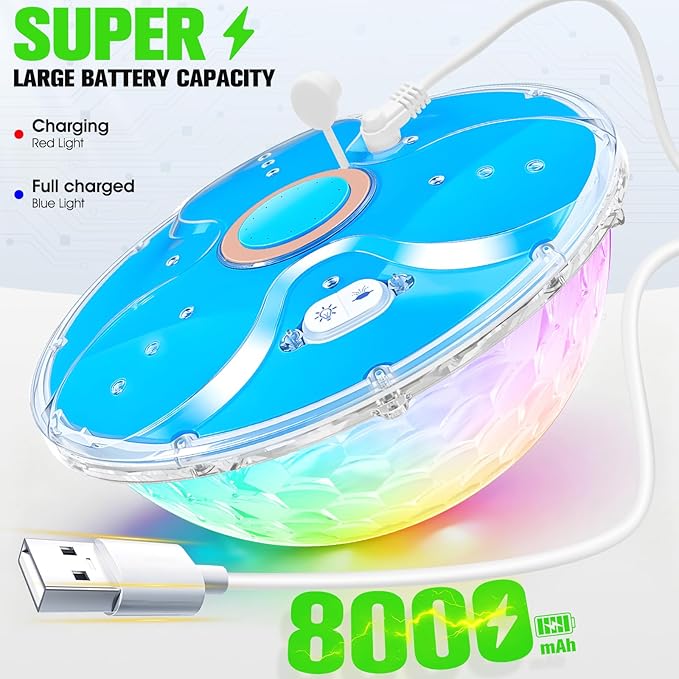 Rechargeable Pool Fountain with Remote,8000mAh Floating LED Pool Fountain with Light,Above Ground Pool Water Fountain Pump,Outdoor Swimming Pool Sprinkler Fountains for Inground Pool Decor-Orange