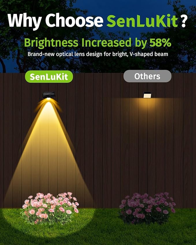 Solar Fence Lights Outdoor Waterproof High Brightness LED Spot Lens Deck Lights 7 Mode Warm & Cool White RGB Solar Powered Wall Lighting Decor for Outside Patio Step Backyard Railing Pool - 8 Pack
