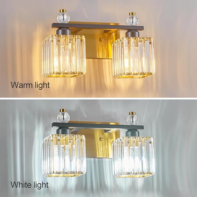 Black Gold Bathroom Vanity Lights Crystal Vanity Light Bathroom Lighting Fixtures 2 Light Modern Vanity Lighting Fixtures