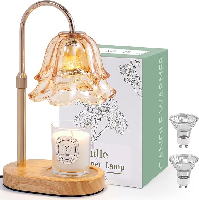 Flower Candle Warmer Lamp with Timer - Dimmable Electric Candle Lamp, Birthday Gifts for Women Mom, House Warming Gifts New Home Decor, Adjustable Wax Wamer Light for Jar Candles, Valentines Day Gift