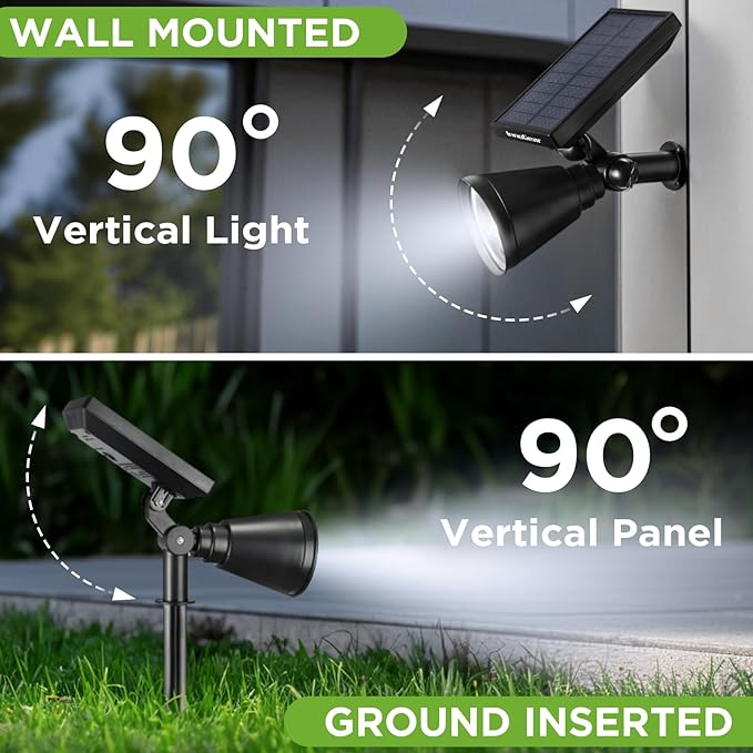 InnoGear Solar Lights Outdoor Lighting Waterproof Landscape Spotlights Uplighting for Outside Flag Garden Trees Yard Pathway Wall Auto On/Off, Pack of 6 (Cool White)