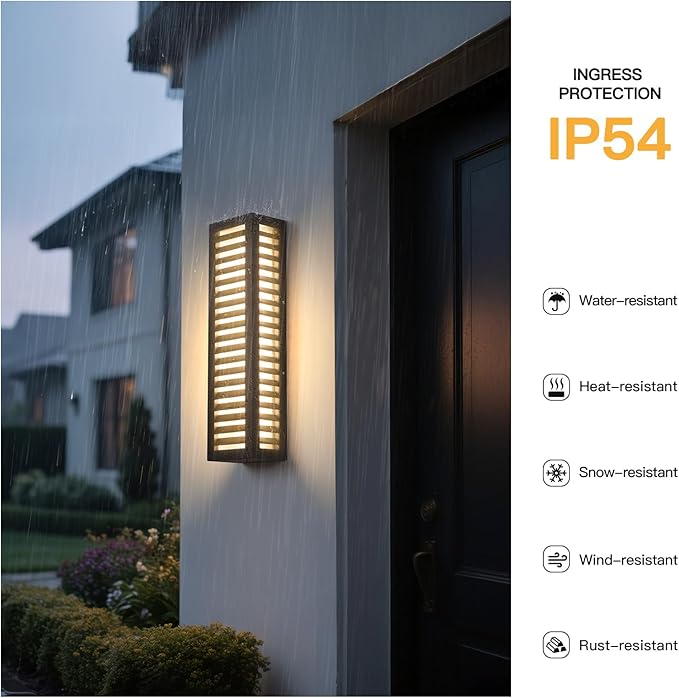 Outdoor Wall Lights, 20" Large Front Porch Light Fixtures Waterproof, 3000K Modern Outdoor Sconce Lights Hardwired, Patio Wall Light Fixture for House Outside Garage Doorway Hallway Garden